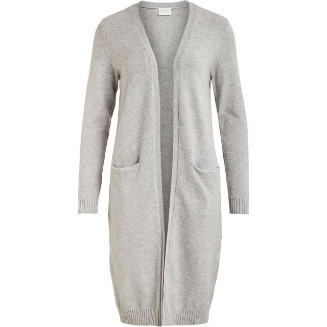 Vila dam VIRIL Long L/S stickad kofta – NOO 14042770, Grå (ljusgrå melange), XXL