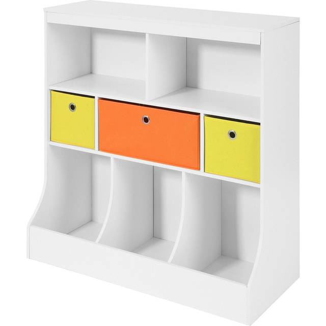 Children's Storage Bookcase and Shelving Units Toy Organizer with Fabric Drawers,KMB26-W - Sobuy