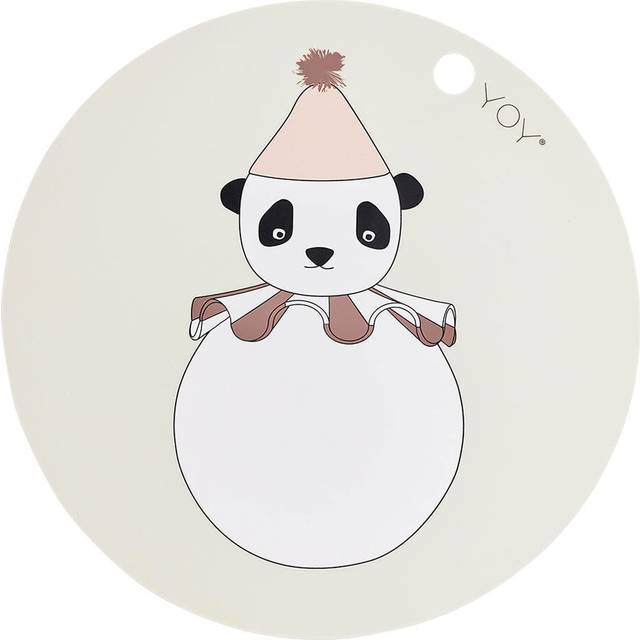OYOY Panda Pompom bordstablett Ø39 cm Offwhite - Beige
