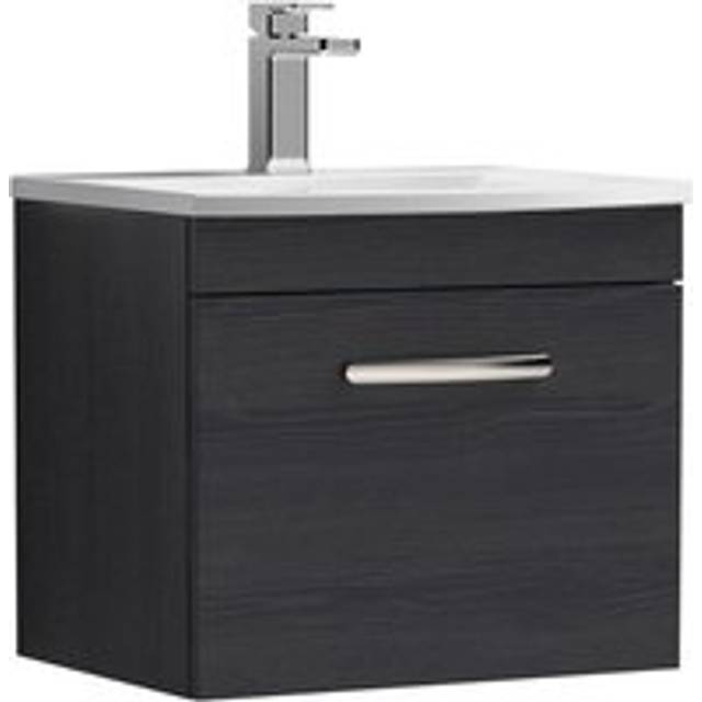 Nuie - Athena Wall Hung 1-Drawer Vanity Unit with Basin-4 500mm Wide - Charcoal Black