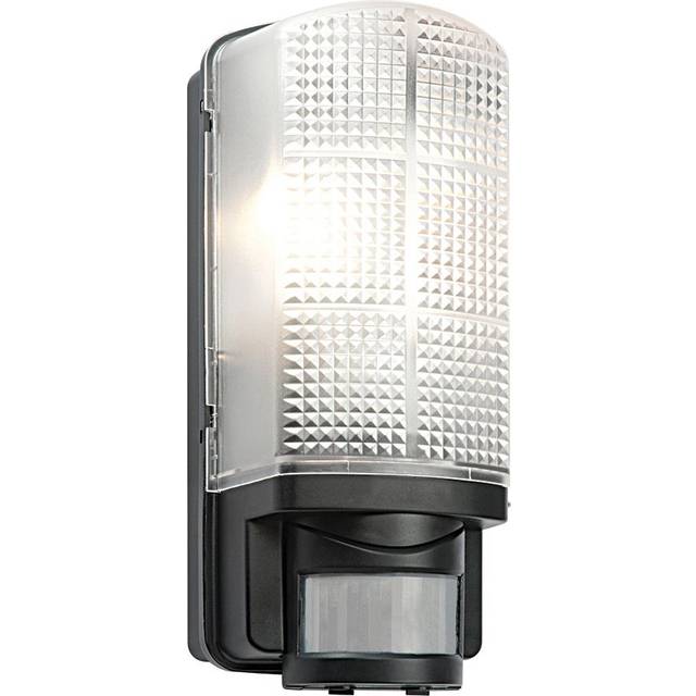 Outdoor light black motion pir wall polycarbonate bulkhead saxby 48739