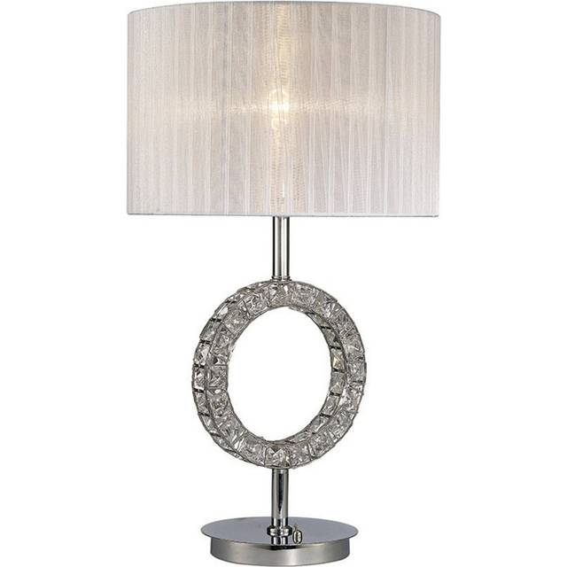 Diyas IL31534 Florence Round Table Lamp White Shade Chrome/Crystal