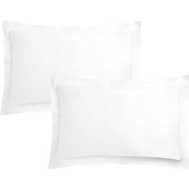 Highams 2 Pack Polycotton Oxford Pillowcases - White