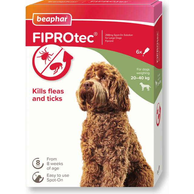 Beaphar Fiprotec Spot On Flea / Tick Treatment Solution for Large Dogs Packs 1/4/6 - 6 Pipettes / Treatments