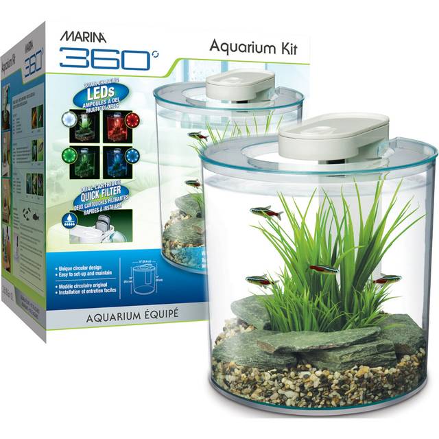 Marina 360 Aquarium with Remote Control LED Lighting, Multi-colour, 10 Litre
