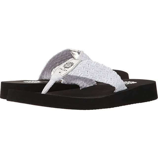 Yellow Box Women's Soleil Wedge Sandal  White/Silver  7 M US