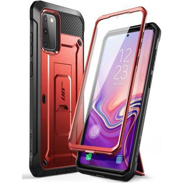 SUPCASE Fodral för Samsung Galaxy S20 FE 5G 2020 utgåva [Unicorn Beetle Pro Series] smal fullkropp skyddande skal med inbyggt skärmskydd och ställ Röd