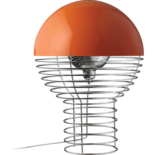 Verpan - Wire Table Lamp Ø 40cm - orange, chrom/HxØ 54x40cm/Fassung 1xE27 max. 60W/ Kabel transparent mit Schalter - chrome (54.0 x &#8960;40.0cm)