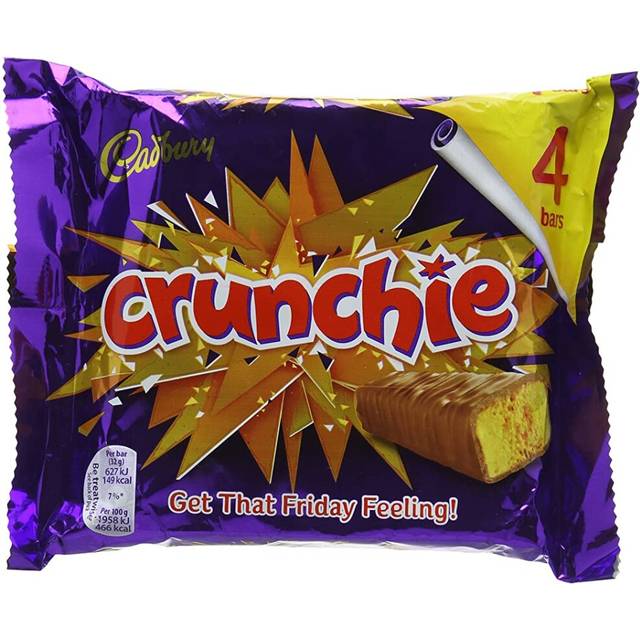 Cadbury Crunchie Chocolate Bar, 32g (Pack of 4)