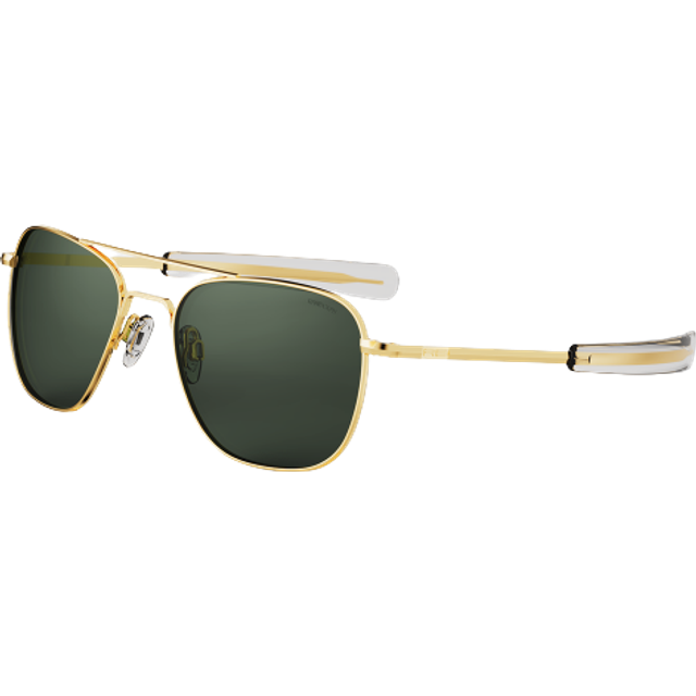 Randolph Engineering Unisex AF056 Gold 23k Outlet solglasögon Metall Guld Grön Fyrkantig Normal