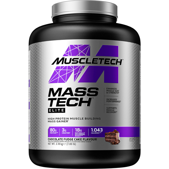MuscleTech Mass-Tech Elite 3180g Chocolate Fudge Cake - Svart/Silver