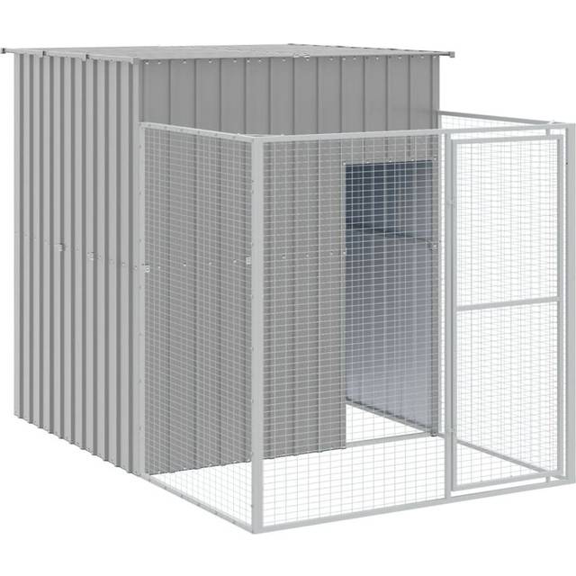 vidaXL Dog House with Run Light Grey 165x251x181 cm Galvanised Steel