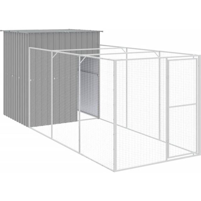 Vidaxl - Dog House with Run Light Grey 165x455x181 cm Galvanised Steel