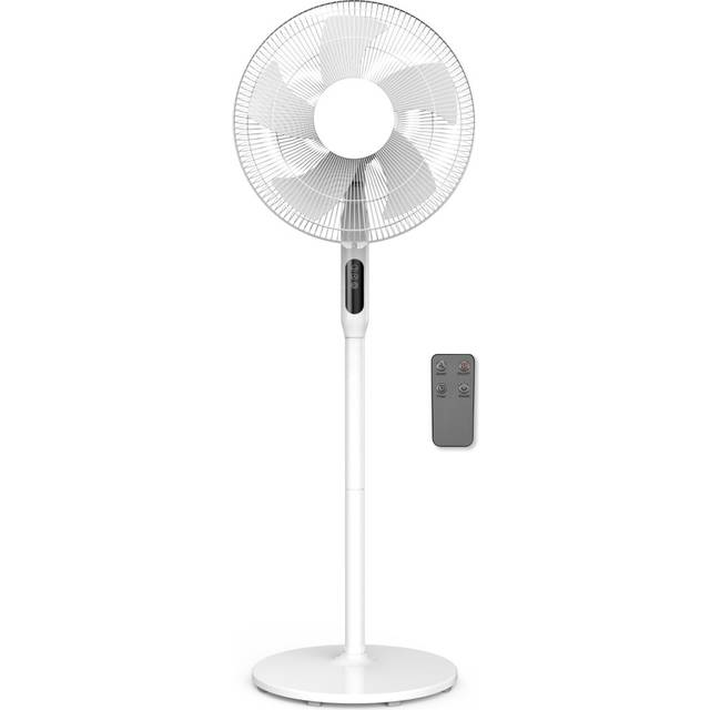 White 16inch Oscillating Pedestal Standing Fan with Timer Adjustable 68-130cm - Futura