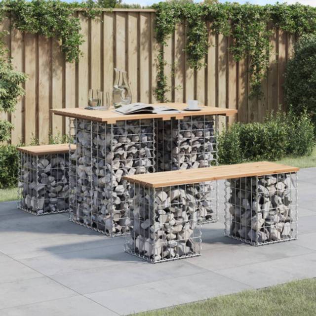 vidaXL Garden Bench Gabion Design 100x70x72 cm Solid Wood Pine - Brown