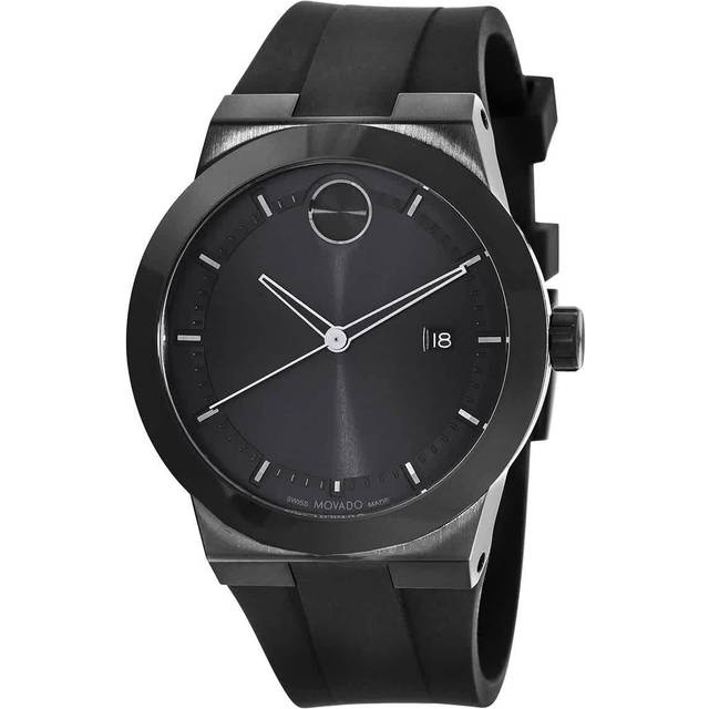 Movado Bold herr schweizisk kvarts rostfritt stål och silikonremklocka, färg: svart (modell: 3600849), svart, Svart