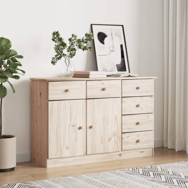 (brown) vidaXL Sideboard Storage Cupboard Side Cabinet Buffet ALTA Solid Wood Pine