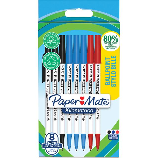 Pack of 8 Paper Mate Kilometrico Ballpoint Pens