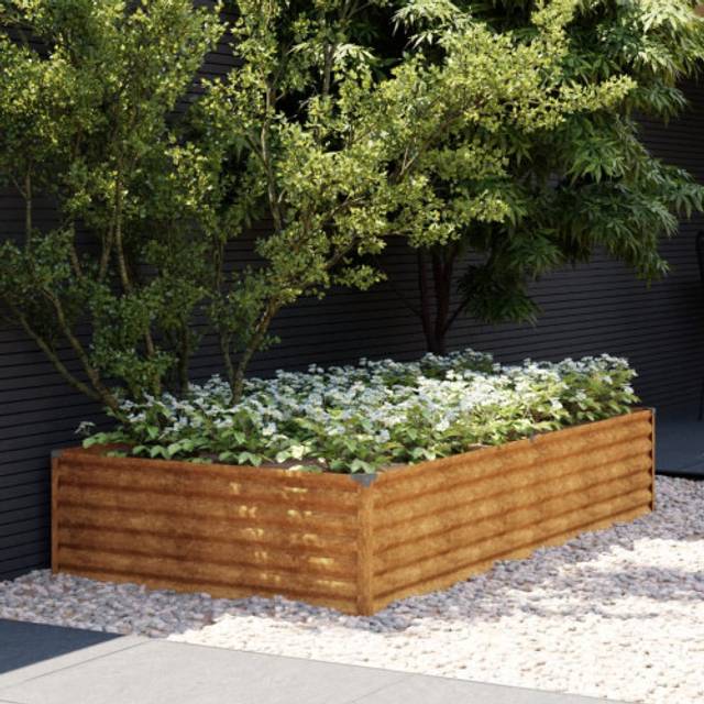 vidaXL Garden Raised Bed 195x100x36 cm Corten Steel - Brown