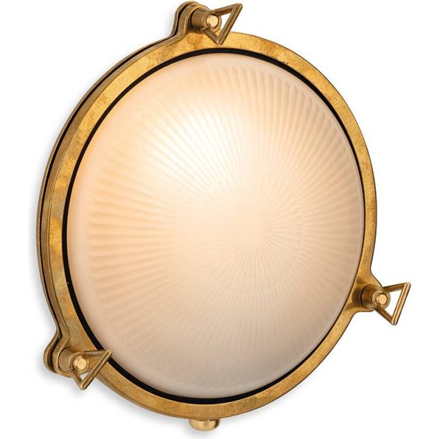 Firstlight Nautic Traditional Style 19.5cm Round Bulkhead in Brass and Frosted