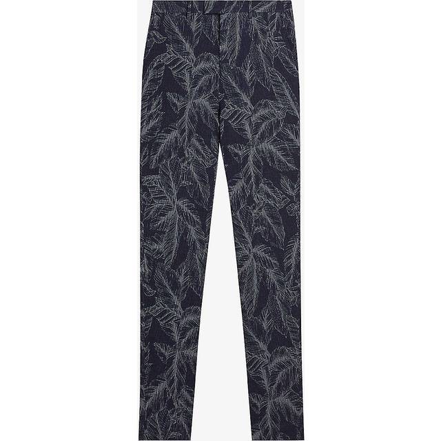 Ted Baker Mens Postot Cotton Linen Printed Trousers in Navy Textile - Size 28W/32L
