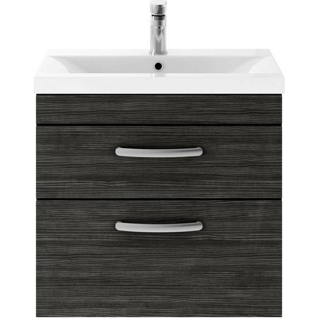 Nuie - Athena Wall Hung 2-Drawer Vanity Unit with Basin-1 600mm Wide - Charcoal Black