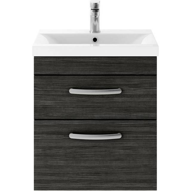 Vasari - Nuie Athena Wall Hung 2-Drawer Vanity Unit with Basin-1 500mm Wide - Charcoal Black