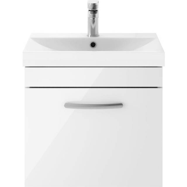 Nuie Athena 500 Wall Hung Single Drawer Vanity & Thin-edge Basin - Gloss White, White
