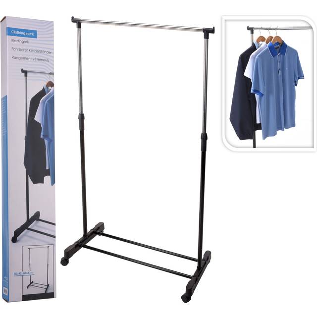 Storage Solutions Clothing Rack Single Hanger with Wheels Adjustable Coat Rack