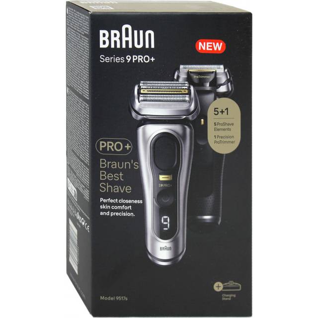 Braun Series 9 PRO+ 9517s Elektrisk rakapparat, Lastbas, Torr & Våt, Silver