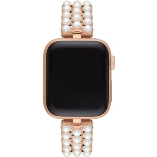 kate spade new york rose gold-tone stainless steel ip and white faux pearls band for apple watch  38/40/41mm