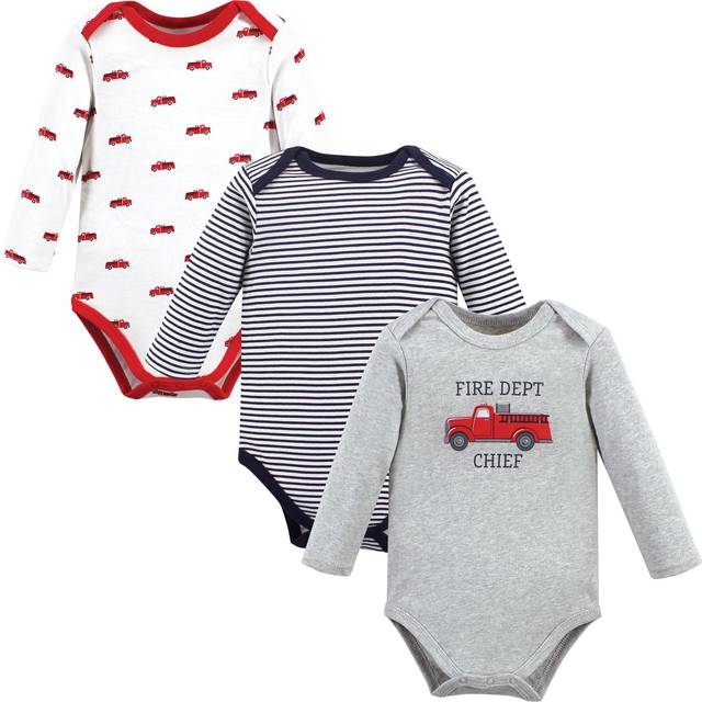 Hudson Baby Unisex Baby Cotton Long-Sleeve Bodysuits  Fire Truck  3-6 Months