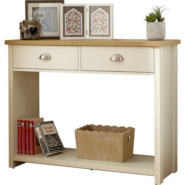 GFW Lancaster 2 Drawer Cream Console Table - 35 x 97 x 76cm