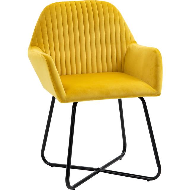 HOMCOM Modern Arm Chair Upholstered Accent Chair with Metal Base for Living Room Yellow
