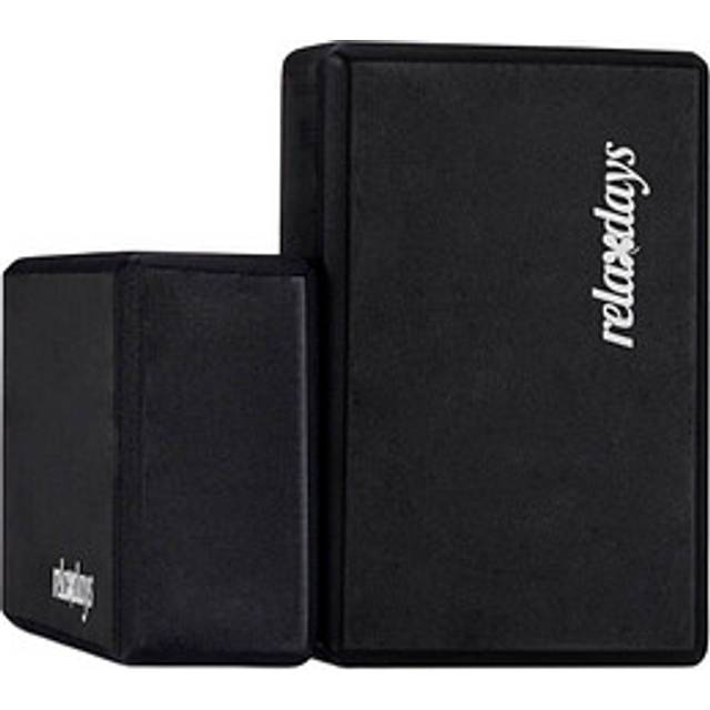 Relaxdays Yogablock i set om 2, yogaklödd för yoga-övningar, hårt skum, halkfri, yoga-kub HBT 8 x 23 x 15 cm, svart