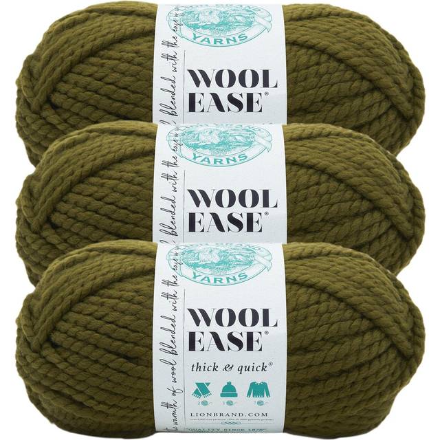 Lion Brand Yarn Wool-Ease Thick & Quick Yarn  Soft and Bulky Yarn for Knitting  Crocheting  and Crafting  3 Pack  Cilantro
