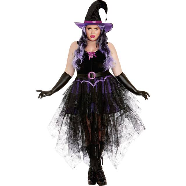 Women's Plus Size Sexy Purple Witch Costume - Black&#47;Purple (1X)
