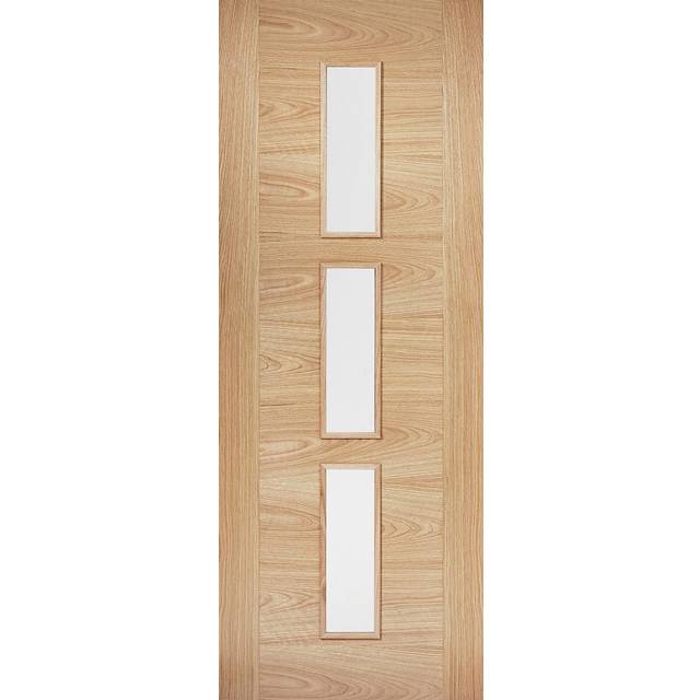 LPD Sofia Solid Core Internal Door - Prefinished - 3L Clear Glazed 1981 x 838mm Oak OSOFIAGL33