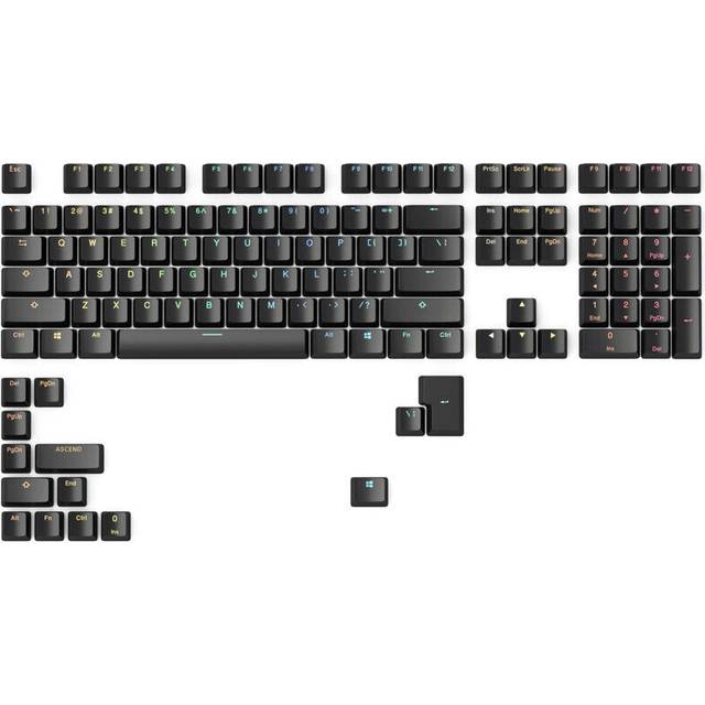 Glorious Gaming 123x ABS Doubleshot V2-tangenter (amerikansk layout) – dubbelgjuten design, bleknar aldrig, RGB-vänlig med tydliga symboler, passar alla MX-brytare, amerikansk layout – Svart