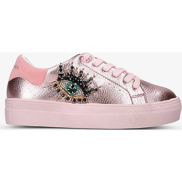 Kurt Geiger London Pink Kids Mini Laney Eye Metallic Beaded Leather Low-top Trainers 4-7 Years Eur 30 / 12 Uk - PINK
