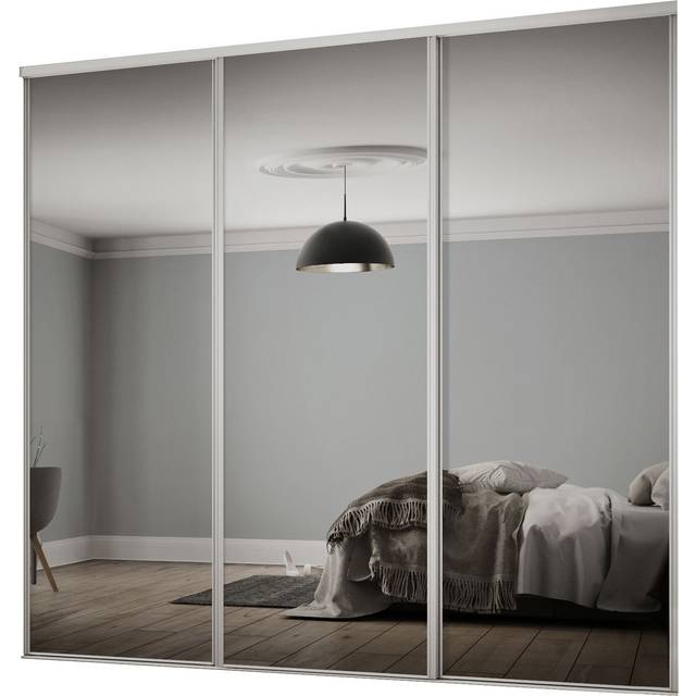 Spacepro Classic 3 Door Sliding Wardrobe Kit White Framed Mirror 2672 x 2260mm