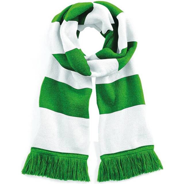 (One Size, Kelly Green / White) Beechfield Varsity Unisex Winter Scarf (Double Layer Knit)