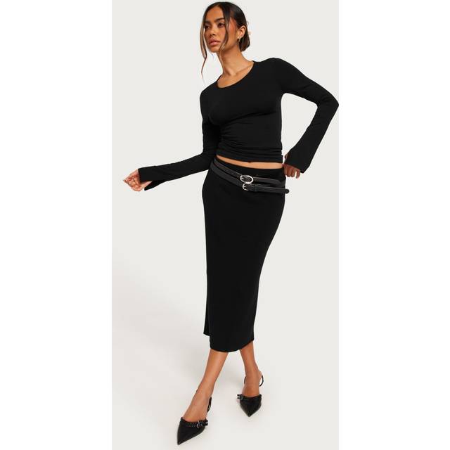 Vila - Kjol viComfy Plain Knit Wrap Skirt - Svart
