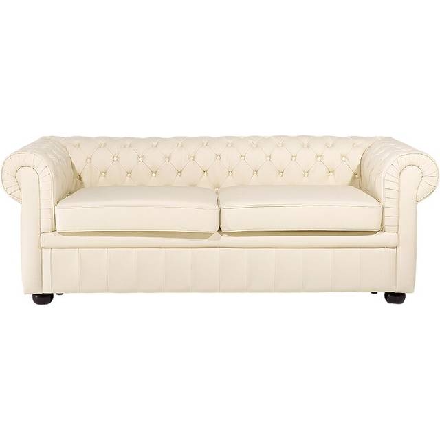 3 Seater Leather Sofa Grey CHESTERFIELD