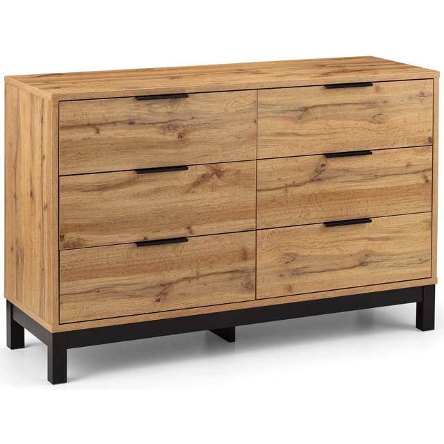Bali Chest of Drawers 6 Drawer Wide Oak 1.2m - Julian Bowen | TJ Hughes