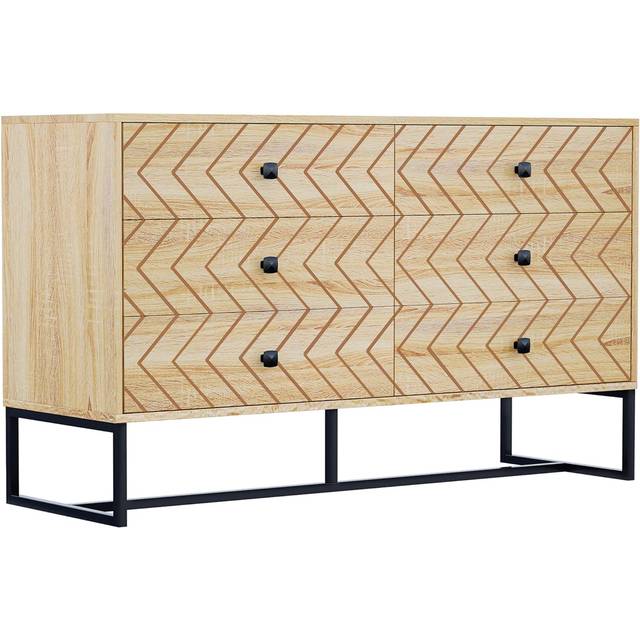 HOMCOM Chest Of 6 Drawers Storage Unit 71x120cm Unique Zigzag Design Anti tip