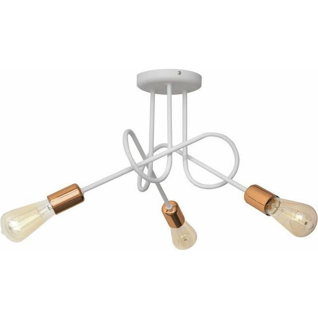 Helam - Oxford Multi Arm Semi Flush Ceiling Light White, Copper 50cm