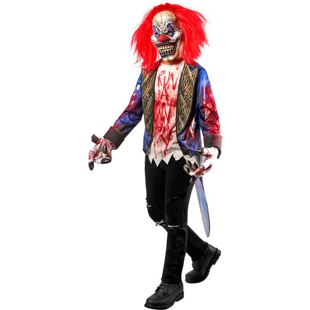 Child Creepy Clown Costume - Red&#47;Gray&#47;Purple (L)