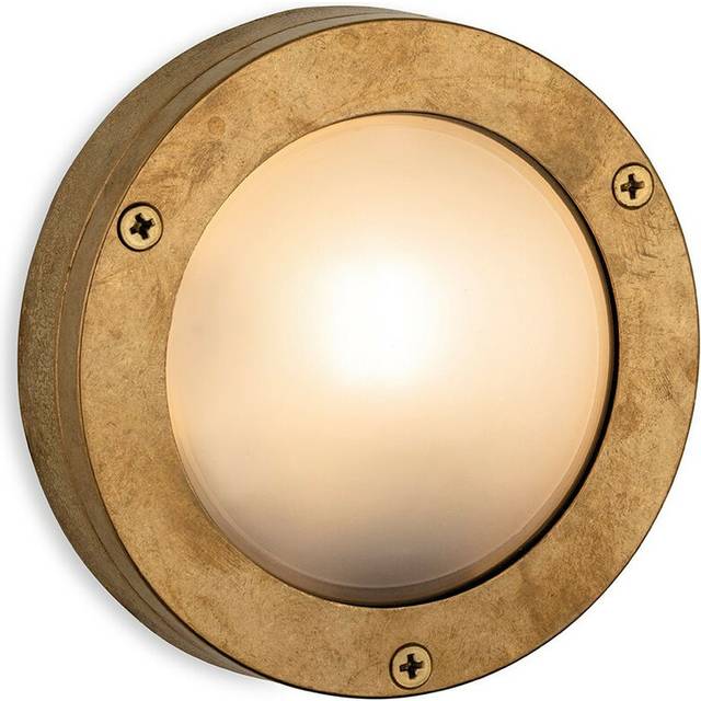 Firstlight Nautic Traditional Style 14cm Round Bulkhead in Brass and Frosted