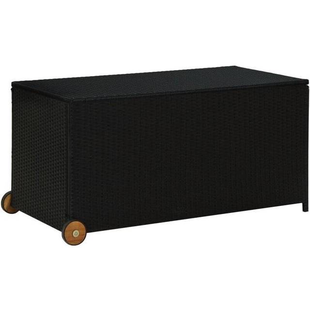 vidaXL Garden Storage Box Black 120x65x61 cm Poly Rattan